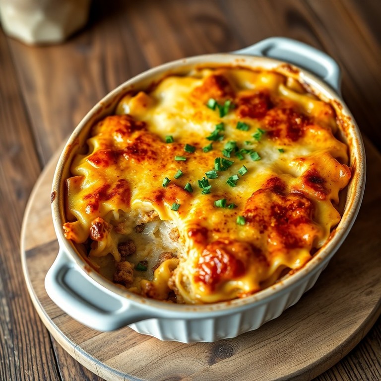 Gratin de nouilles au steak et à la crème