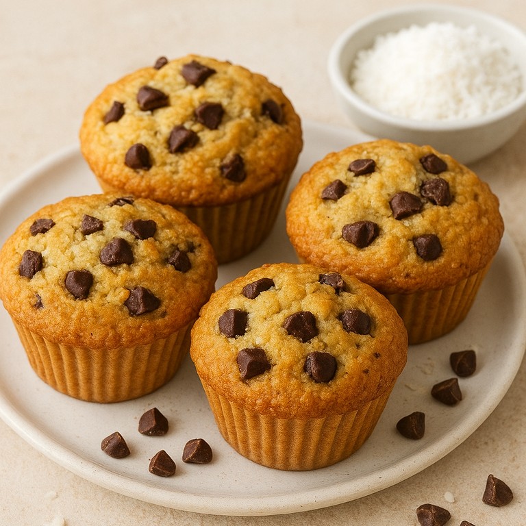 Muffins de coco aux pépites de chocolat noir ( goûters sain des petits écoliers 3 à 6 ans)