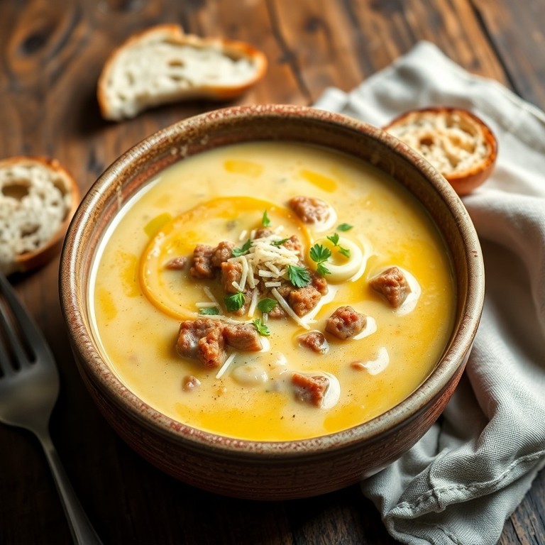 Herzhafte Hackfleisch-Lauch-Käse-Suppe
