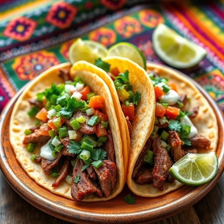 Tacos de Bistec al Pastor con Salsa de Cilantro