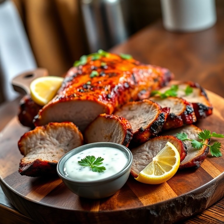 Tandoori Pork Roast with Mint Yogurt Sauce