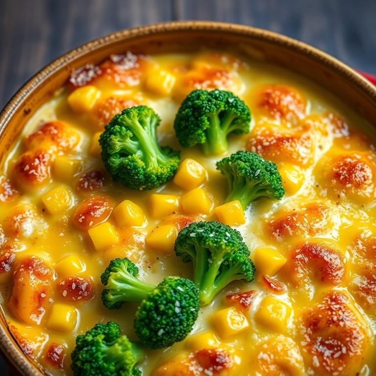 Gratinado de Brócolis e Milho com Queijo