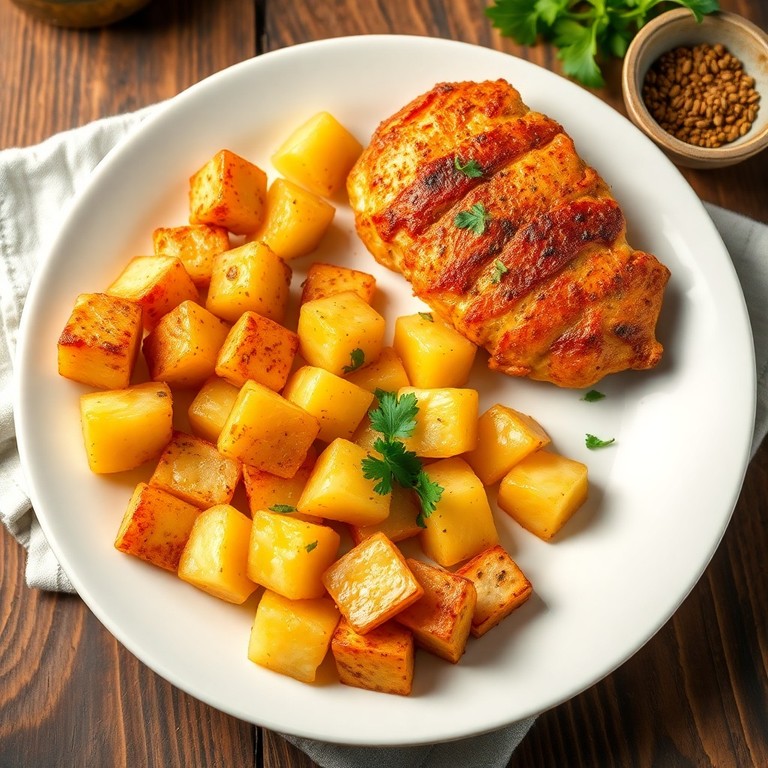 Poulet aux épices et pommes de terre rissolées