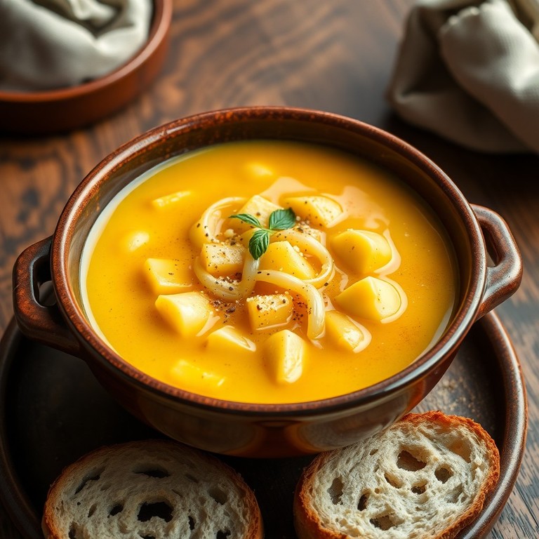 Sopa de Batata com Cebola, Alho e Açafrão