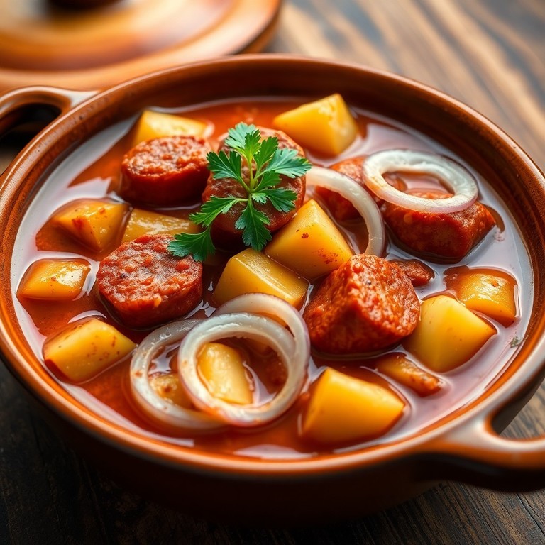 Linguiça Mineira de Panela com Batatas e Caldo de Cebola Sofisticado