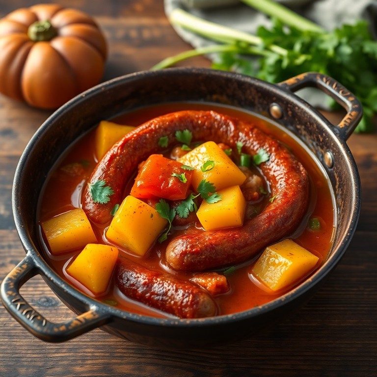 Linguiça Mineira de Panela com Batatas e Caldo Aromático de Ervas