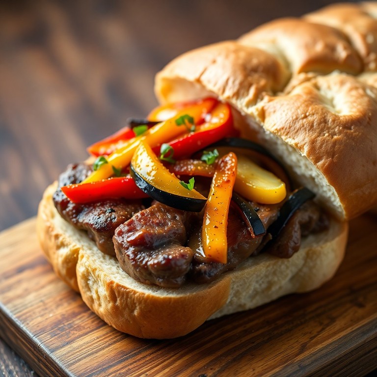 Classic Charcoal Grilled Steak Sandwich without Zucchini and Eggplant
