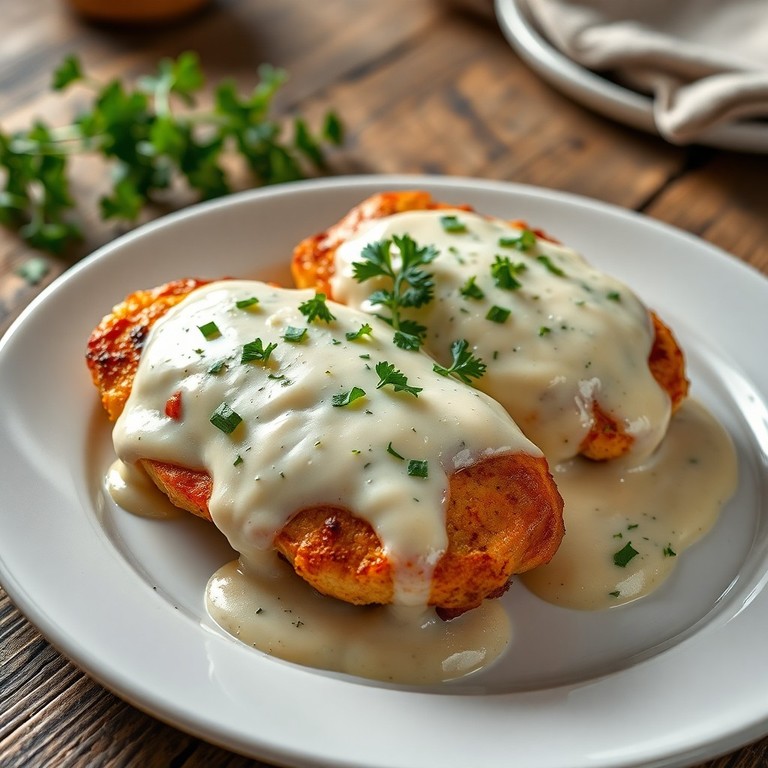 Frango Grelhado com Molho Cremoso de Queijo e Creme de Leite