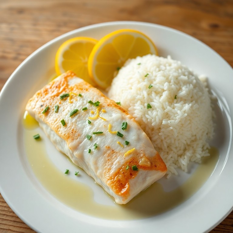 Lemon Herb Fish with Steamed Rice