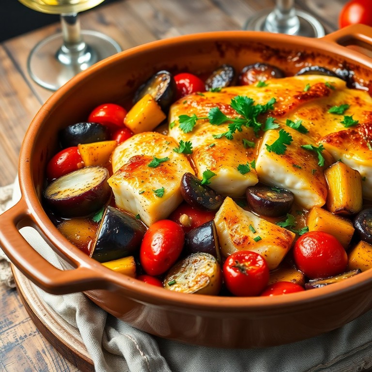 Cassolette de poisson blanc aux légumes provençaux au four