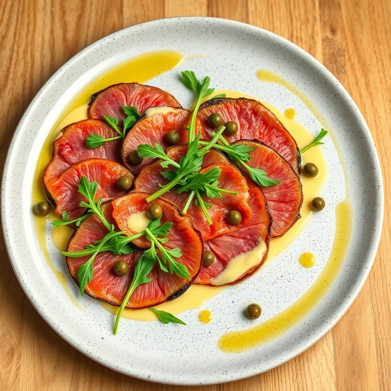 Carpaccio de Pata com Molho de Mostarda e Parmesão