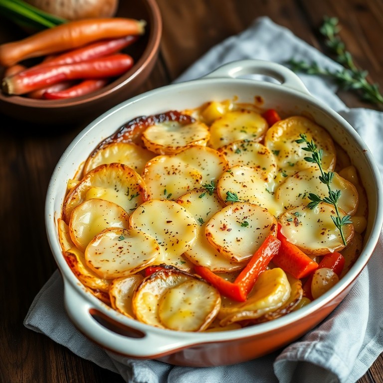 Gratin de Pommes de Terre aux Légumes et Œuf