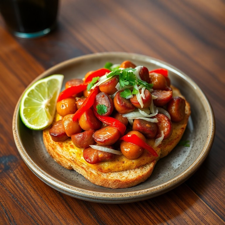 Tostada de Linguiça ao Estilo Mexicano com Pimentão