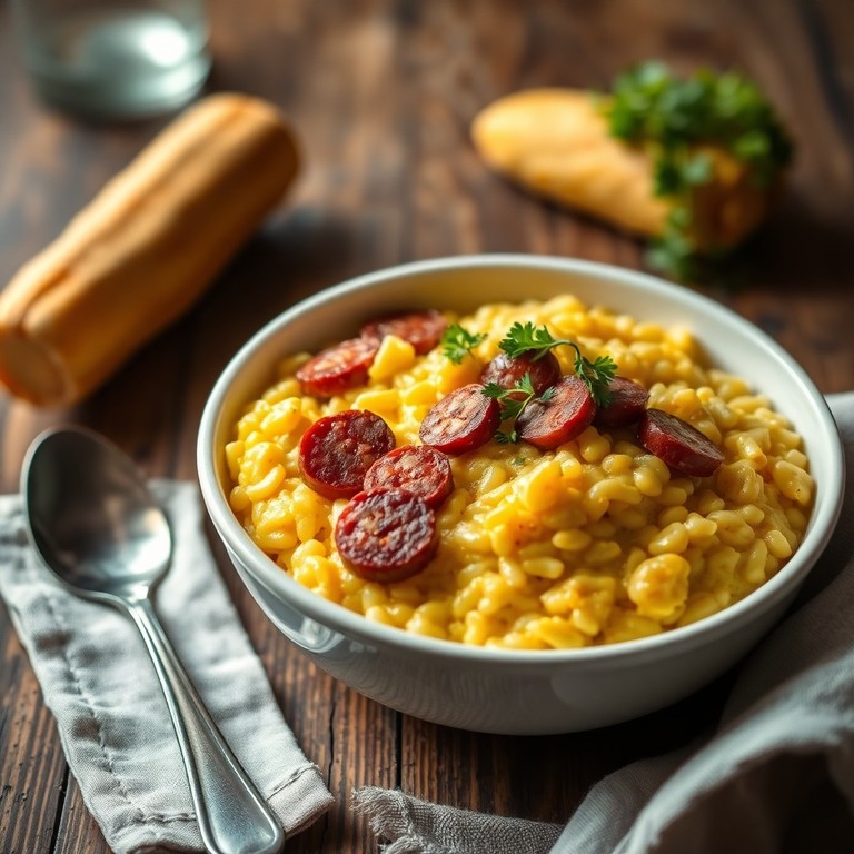 Risoto Cremoso de Milho com Calabresa