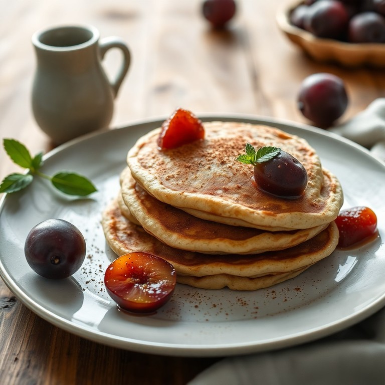 Vollkorn-Pflaumen-Pfannkuchen mit mediterranem Touch