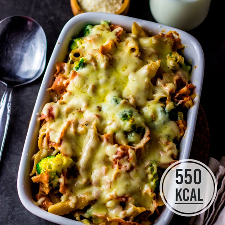 Nudel-Schinken-Gratin mit Brokkoli