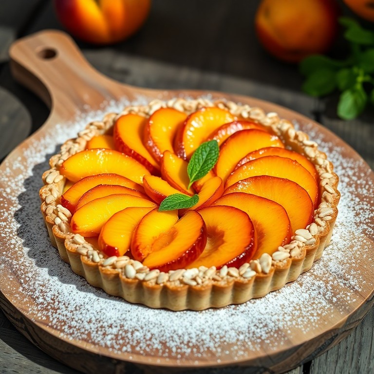 Peach-Vineyard Tart mit Mandelkruste