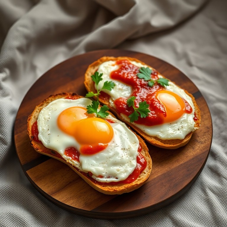 Tartine d’œufs à la harissa et fromage fondu