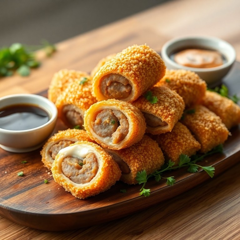 Rollitos de salchicha y queso empanizados al estilo japonés