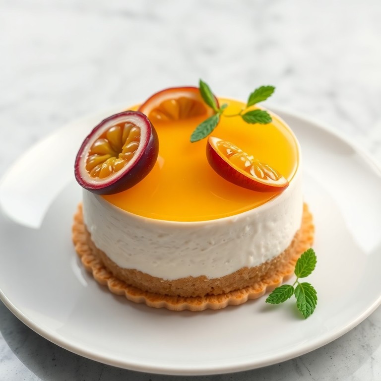 Maracuja-Cheesecake im Biskuitboden