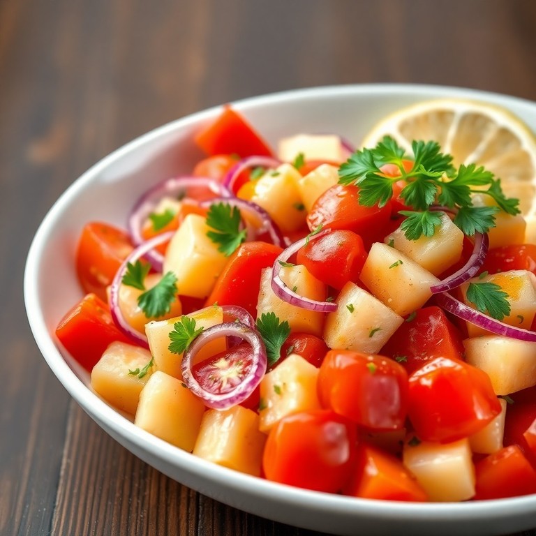 Salada Crocante de Maçã com Tomate e Cebola Roxa