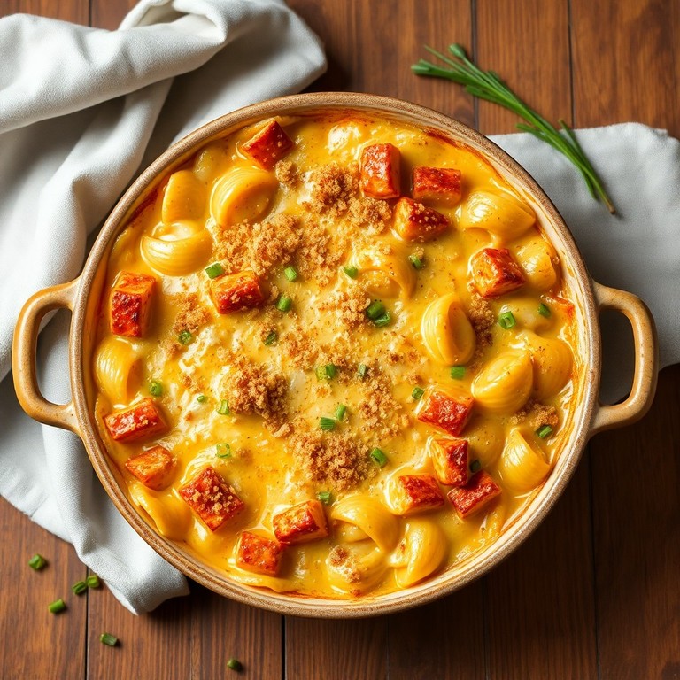 Gratin de coquillettes au tofu fumé