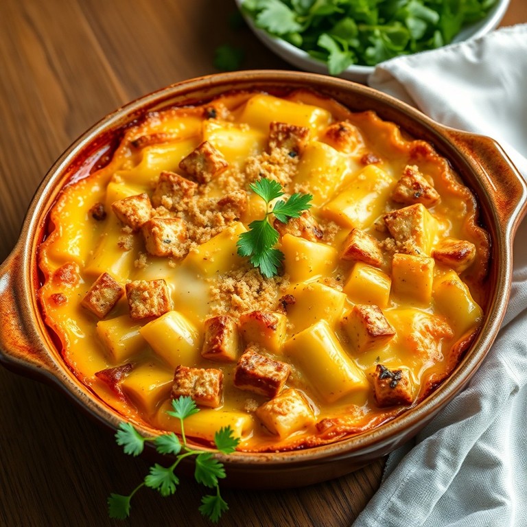 Gratin de coquillettes au tofu fumé