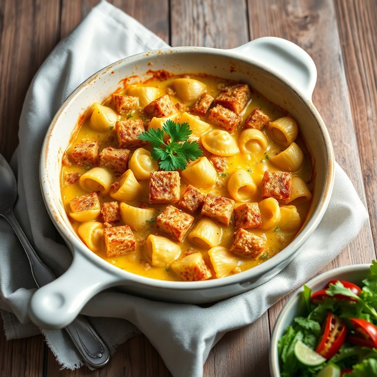 Gratin de coquillettes au tofu fumé