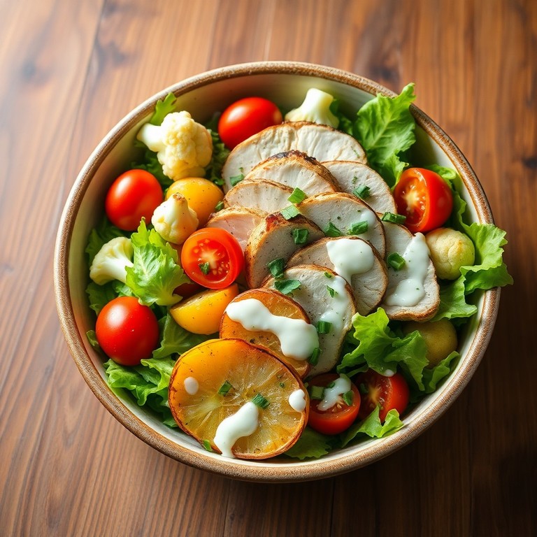 Salada de Couve-Flor e Frango Grelhado com Molho Leve