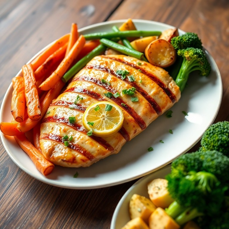 Frango ao Molho de Limão com Legumes Grelhados