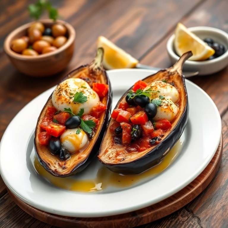 Gefüllte Auberginen mit mediterraner Füllung