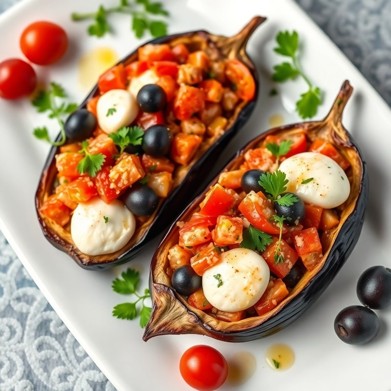 Gefüllte Auberginen mit mediterraner Füllung