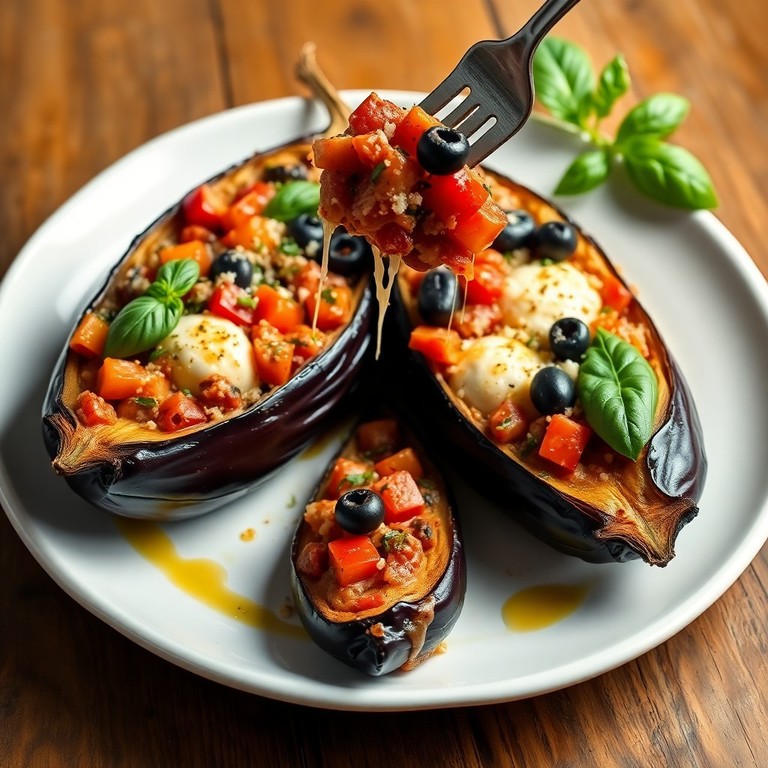Gefüllte Auberginen mit mediterraner Füllung