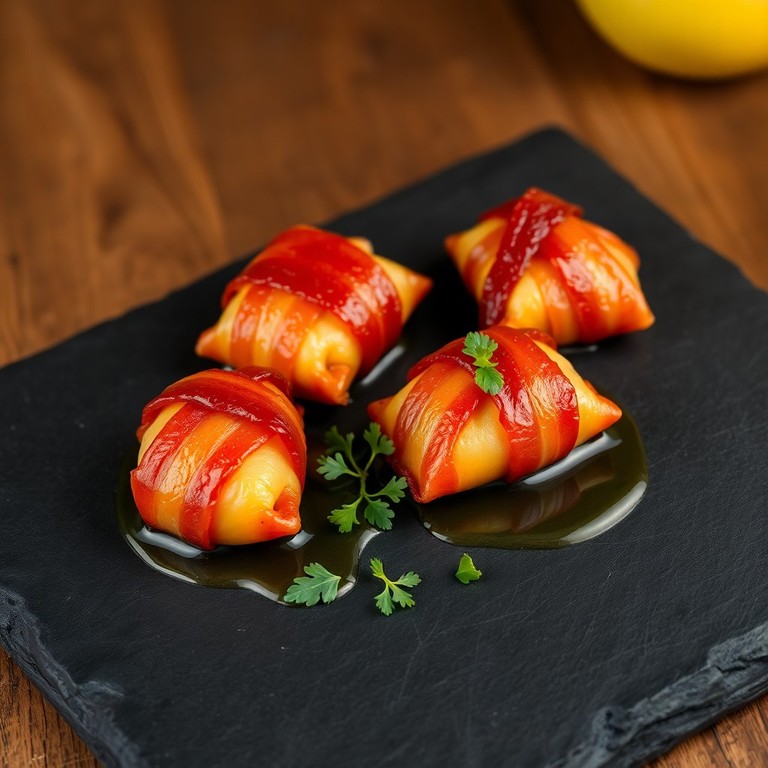 Geitenkaasenvelopjes met gekarameliseerde appel en stroop