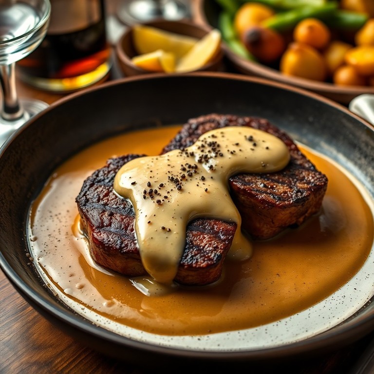 Filet de bœuf sauce au poivre noir moulu