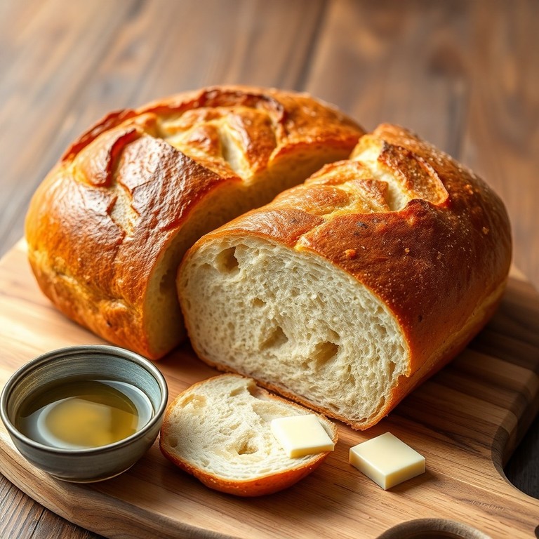Pão Caseiro de Fermento com Azeite e Manteiga