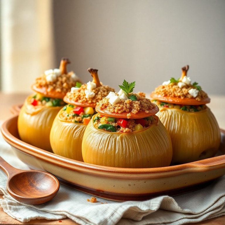 Stuffed Vegetarian Onions with Quinoa and Veggies