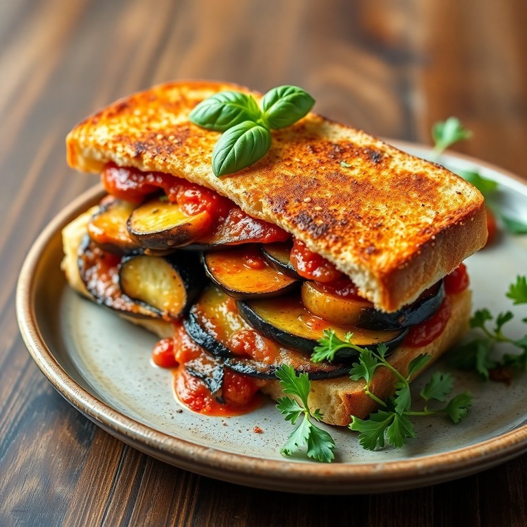 Pain de mie farci aux légumes rôtis et sauce aromatique