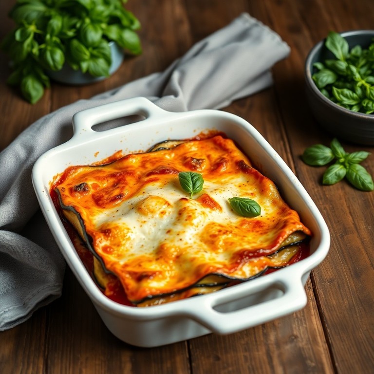 Auberginen-Lasagne mit Tomaten-Basilikum-Sauce