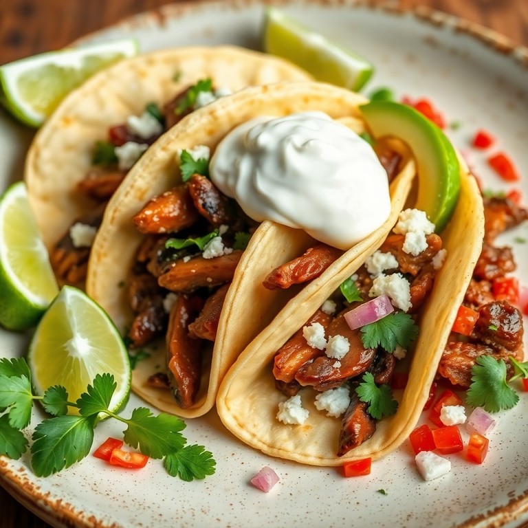 Tacos de Ternera con Crema Ácida