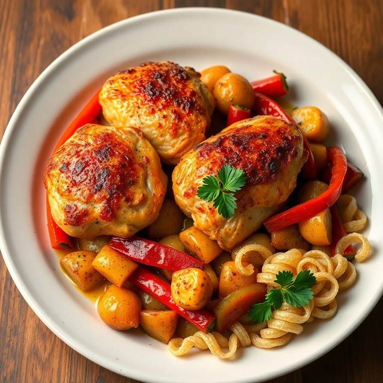 Pollo al Horno con Papas y Pimientos