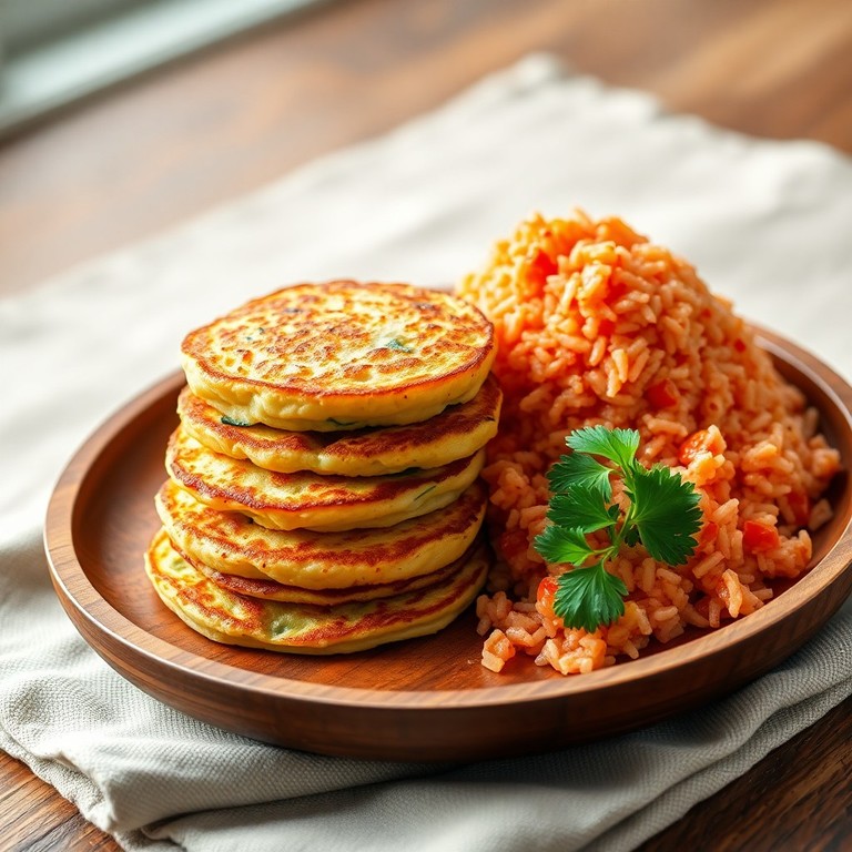 Zucchini-Kartoffel-Puffer mit Tomaten-Reis