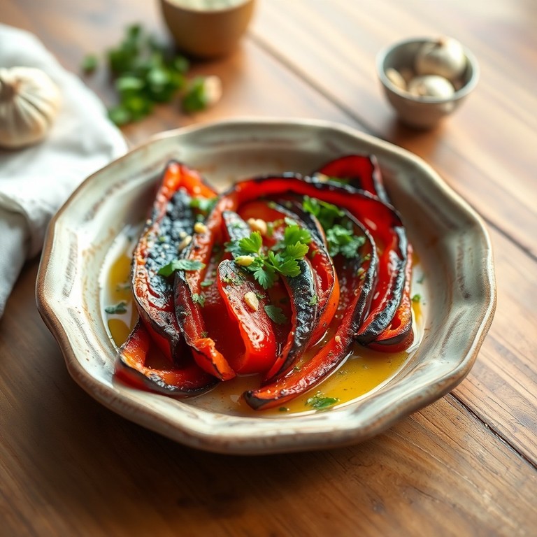 Pimientos rojos asados en vinagreta mediterránea