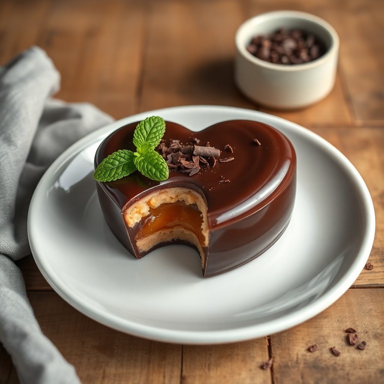 Corazón de chocolate relleno de maracuyá y licor