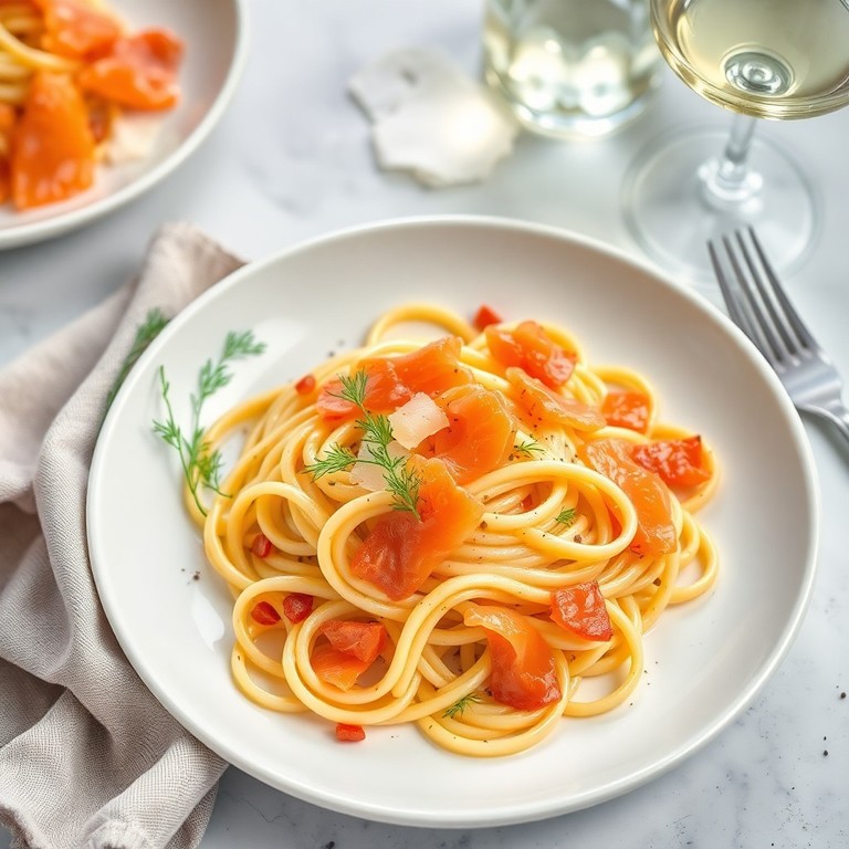 Lachs-Tagliatelle mit Paprika-Frischkäse-Sauce