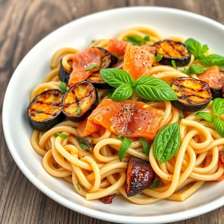 Pasta Integrale con Salmone Affumicato e Melanzane Grigliate
