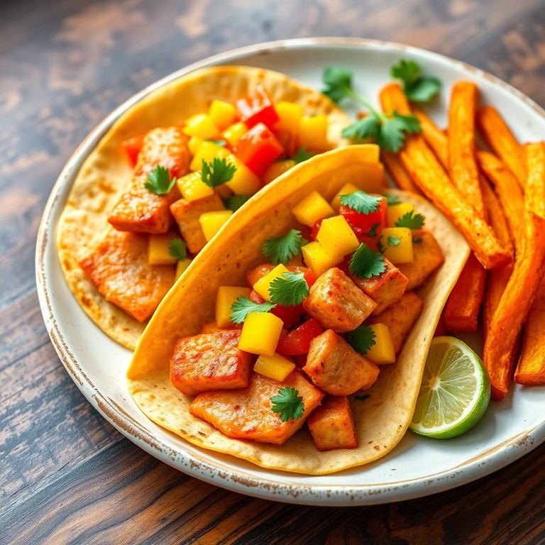Tacos de saumon épicé avec salsa mango