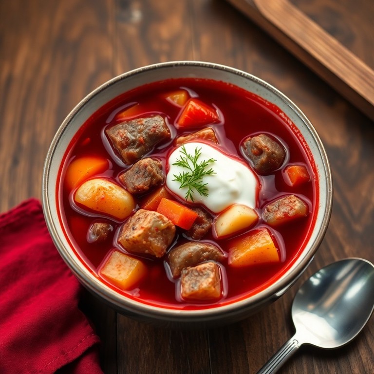 Russischer Borschtsch mit Rindfleisch (350 kcal)