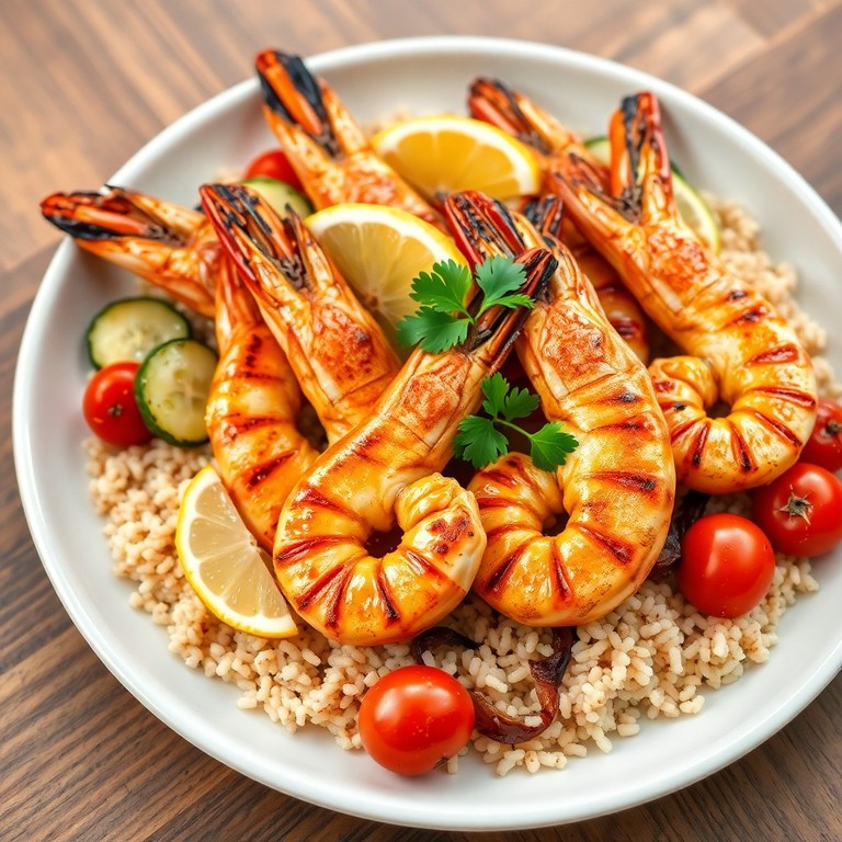 Gegrilde reuzengarnalen met knoflook en citroen