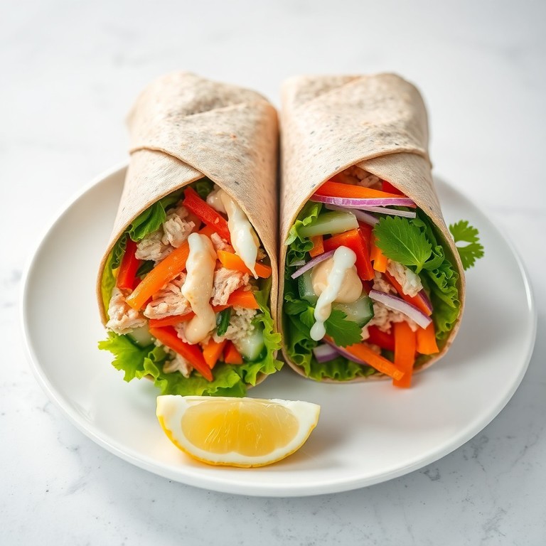 Wrap Integral de Pollo y Vegetales Crudos